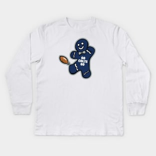 Indianapolis Colts Gingerbread Man Kids Long Sleeve T-Shirt